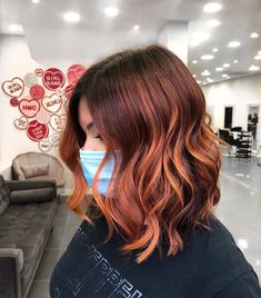 Autumn Hair Short, Short Pumpkin Spice Hair, Brunette Ginger Balayage Short Hair, Copper Hair Long Bob, Lob Copper Hair, Copper Balayage Short Hair, Copper Lob Balayage, Cool Copper Hair, Copper Peekaboo Hair