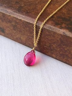 Dainty Pink Teardrop Necklace, Pink Teardrop Pendant Necklace In Dainty Style, Pink Teardrop Gemstone Necklace, Pink Briolette Necklace For Gift, Pink Briolette Necklace For Jewelry Making, Pink Teardrop Necklace For Gift, Pink Faceted Crystal Necklace For Gift, Pink Teardrop Pendant Drop Necklace Gift, Pink Faceted Necklace For Gift