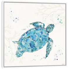 a watercolor painting of a turtle with the words go with the flow