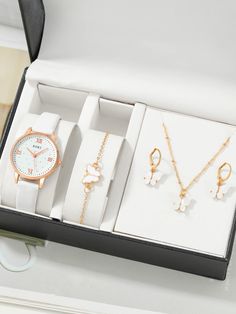 Collar    Watch Set Embellished   Watches Trendy Watches Women Fashion, خواتم خطوبة, Pretty Watches, Womens Designer Watches, Trendy Watches, Fancy Watches, Gold Watches Women