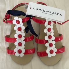 Nwt Janie And Jack Sandals Size 5k Bundle 3 Or More Items And Get 15% Off And Free Shipping!! Bronze Sandals, Pink Marshmallows, Purple Sandals, Striped Espadrilles, Jack Green, White Baskets, Toddler Sandals, Flower Sandals