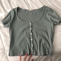 Super Cute And Simple , Can Go With Anything Never Worn :( Perfect Condition Fitted Cotton T-shirt With Button Closure, Trendy Spring T-shirt With Button Closure, Trendy Spring T-shirt With Buttons, Spring Crew Neck Top With Button Closure, Spring Short Sleeve T-shirt With Buttons, Spring Short Sleeve Button T-shirt, Spring Short Sleeve Buttoned T-shirt, Cute Tops With Button Closure For Spring, Casual Button T-shirt For Spring