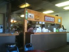 the inside of a fast food restaurant