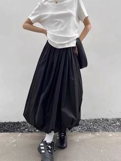 Lasaky - Floral Bud A-Line Skirt with Stylish Pleats and Elegant Ruffles Maxi Skirt Casual, Print Shirts Women, Balloon Skirt, Long Skirt Fashion, Skirt Casual, Clothes Aesthetic, Long Skirts For Women, Skirt Women, Summer Fabrics