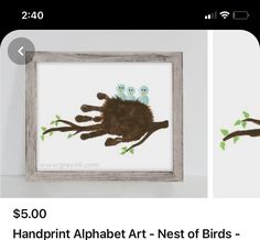 two pictures of handprints with birds on them and one is for the bird