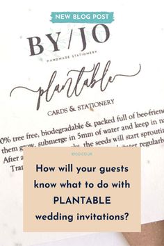 wedding stationery with the text how will your guests know what to do with plantable wedding