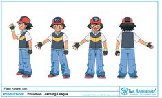 the character sheet for pokemon learning league, which includes four different poses and five different hats