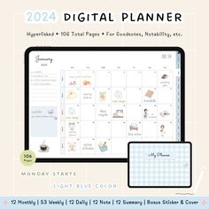 the digital planner is shown with an image of a computer screen and mouse on it