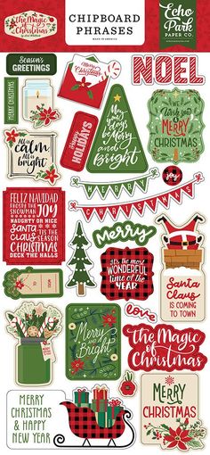 christmas stickers and decals from the chipboard phrases collection by echoo crafts