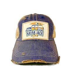 Looking for your new go-to cap? Here's our royal blue distressed trucker cap. Perfectly crafted with a mesh-back baseball style, this cap has a heavy distressing that gives it a unique and lived-in look. Whether you're running errands, kayaking, or simply lounging around, this cap will elevate your outfit while protecting you from the sun. With a classic trucker design, adjustable snapback closure, and breathable mesh panels, this cap is a versatile and comfortable accessory for any occasion. Qu Distressed Curved Bill Trucker Hat For Baseball Season, Distressed Trucker Hat With Curved Brim, Distressed Trucker Hat With Curved Bill For Baseball Season, Distressed Trucker Hat For Outdoor, Distressed Trucker Baseball Cap For Outdoor, Distressed Adjustable Trucker Hat, Adjustable Distressed Trucker Hat, Adjustable Distressed Trucker Baseball Cap, Distressed Trucker Snapback Hat