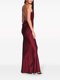 Retrofete Keaton Silk Strapless Gown - Farfetch Elegant Red Carpet Dress With Back Opening, Red Gown With Corset Back For Formal Occasions, Elegant Satin Maxi Dress For Red Carpet, Elegant Red Dress With Lace-up Back, Formal Red Satin Strapless Dress, Red Evening Dress With Corset Back For Formal Events, Formal Satin Strapless Backless Dress, Formal Evening Dress With Spaghetti Straps And Lace-up Back, Elegant Backless Red Carpet Gown