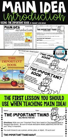 the first lesson you should use when teaching main idea in this book is to help students learn