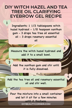 DIY Witch Hazel and Tea Tree Oil Clarifying Eyebrow Gel Recipe Diy Witch Hazel, Diy Witch, Witch Diy, Witch Hazel, Brow Gel