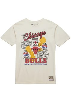 Show off your team pride in this Chicago Bulls  Champions Short Sleeve T Shirt! This Chicago Short Sleeve Tee features a screen print retro inspired graphic on chest. Make sure everyone knows you root for the Bulls with this  Chicago T Shirt. Go Bulls! Lightweight material, Crew neckline, Screen print team graphic, Unisex, Mitchell & Ness jock tag at left hem, Fit: True to Size, 100% COTTON, Machine Washable, Imported Company T Shirt Design, Vintage Bulls Shirt, Alumni Tshirt Design Ideas, Baseball Tshirt, College Shirt Design, Chicago Graphic Design, Football Graphic Tee