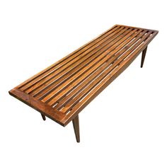 a wooden bench sitting on top of a white background