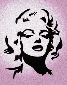 a black and white drawing of a woman's face on a pink background with the words marilyn monroe