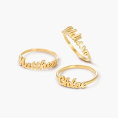 FIT GUIDE Safety PolicyCare InstructionsThe One Name Ring in Gold Vermeil is guaranteed to receive some ‘oohs and aahs’. An effortless finishing touch for any look, this ring is the perfect addition to your treasure trove of rings as it enhances the beauty of anyone’s hands, offering a contemporary twist to finger jewelry.Customize Me! Pick from up to 8 characters to personalize this piece with. Make sure to review your formatting and spelling!How to make it yours? We love to customize this rin Name Ring, Mother Rings, Order Confirmation, Name Rings, Stylish Rings, Trendy Ring, Name Jewelry, Elegant Ring, One Ring