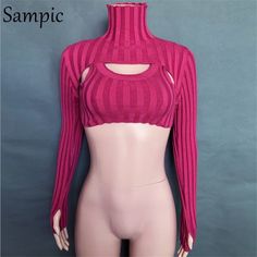 Brand Name: SampicPattern Type: stripedClothing Length: ShortMaterial: CottonCollar: TurtleneckOrigin: CN(Origin)Season: WinterDecoration: Hollow OutSleeve Length(cm): FullSleeve Style: RegularThickness: STANDARDStyle: Sexy ClubPattern: SLIMAge: Ages 18-35 Years OldGender: WOMENYarn Thickness: Regular yarn Hollow Out Sweater, Crop Top Autumn, Turtle Neck Crop Top, Gilet Costume, Long Sleeve Tank Top, Winter Pullover, High Neck Long Sleeve, Long Sleeve Turtleneck, Long Sleeve Bodycon Dress