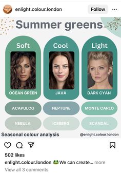 True Summer Green, True Summer Colour Palette, Soft Summer Green, True Summer Color Palette Outfits, Summer Pallet, Muted Summer, Summer Skin Tone