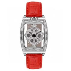 Luxury Quartz Watch Luxury Analog Diamond Watch With Round Dial, Modern Red Watch With Rectangular Dial, Elegant Red Watch With Rectangular Dial, Elegant Red Diamond Watch With Diamond Hour Markers, Modern Red Rectangular Watch, Elegant Red Diamond Watch For Gift, Elegant Red Watch As Gift, Elegant Red Watch For Gift, Formal Red Jewelry With Diamond Hour Markers