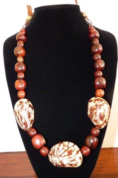 Handmade Adjustable Length Necklace in Natural Tagua and Reclaimed Exotic Wooden Beads Lilly Pad, Chunky Statement Necklace, Tagua Nuts, Length Necklace, Jewelry Essentials, African Beads, Focal Bead, Etsy Jewelry, Pure Silver