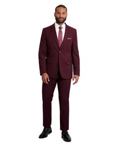 Color: Burgundy
 	Jacket Lapels: Notch
 	Buttons: 2
 	Material: Luxury Viscose Blend
 	Pattern: Solid
 	Jacket Vents: Side Vents Fitted Burgundy Blazer For Work, Tailored Burgundy Outerwear With Notch Lapel, Fitted Burgundy Outerwear With Notch Lapel, Fitted Burgundy Notch Lapel Outerwear, Fitted Burgundy Outerwear For Business Casual, Fitted Single Breasted Burgundy Outerwear, Fitted Single-breasted Burgundy Outerwear, Fitted Burgundy Blazer For Business Casual, Burgundy Fitted Outerwear For Business