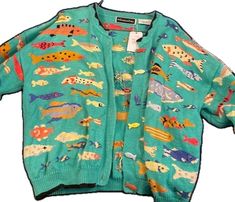 Fish Outfit, Funky Sweaters, Silly Outfits, Fish Sweater, Weird Clothes, Quirky Clothes, Funky Clothing, Quirky Clothing