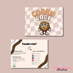 two business cards with the words cookie care on them