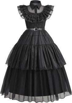 RioRand Wednesday Addams Dress Up Costume Fancy Dress Halloween Role Play Cosplay Outfits for Girls (140(9-10Years)) : Amazon.ca: Toys & Games Addams Outfit, Black Halloween Dress