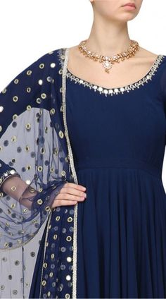 Dark Blue Ankle Length Anarkali Suit SUMS29321 Dark Blue Anarkali Dress, Blue Churidar With Gota Work For Party, Blue Embellished Georgette Anarkali Set, Blue Embellished Salwar Kameez For Navratri, Blue Anarkali Set With Mirror Work In Georgette, Blue Anarkali Set With Mirror Work For Festivals, Blue Churidar With Mirror Work For Festivals, Semi-stitched Blue Anarkali With Mirror Work, Blue Long Sleeve Churidar With Gota Work