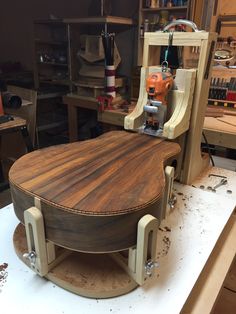 a wooden table being built in a shop