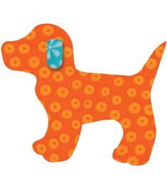 an orange dog with blue eyes on it's head and tail, standing in front of a white background