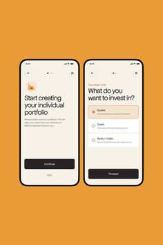 Zand Bank investment app design screens displaying portfolio creation and investment choice options. Web App Ui Design, App User Interface, Ux Design Mobile, Investment App, Banking App