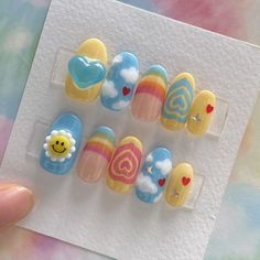 Hello Future Nails, Nail Korean Style Cute, Fake Nails Aesthetic, Nails Cute Aesthetic, Nail Korean Style, Aesthetic Nail Art, Uñas Aesthetic, Kutek Disney, Hello Future