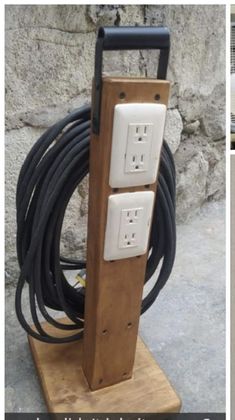 two different types of electrical cords are shown in this collage