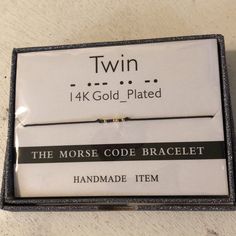 Brand New In Glitter Gift Box Adjustable Morse Code Bracelet That Says Twin In Silver Beads Morse Code Bracelet, Glitter Gifts, Morse Code, Silver Beads, Handmade Bracelets, Black Silver, Twins, Gift Box, Handmade Items