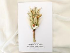 there is a card with a flower on it that says congratulations to someone who has passed their wedding vows