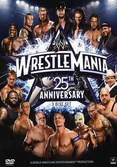 the wwe 25th anniversary poster for wrestle mania, which features wrestlers from different countries and their names