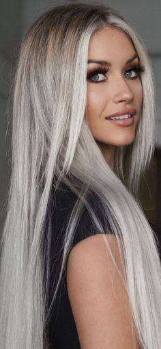 Platinový Blond, Long Grey Hair, Gorgeous Hair Color