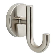 a metal hook on the side of a wall with an open end in stainless steel