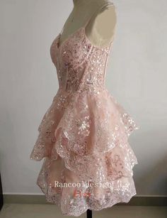 Blush Lace Wedding Receiption Dress Homecoming Dress HOCO - Etsy Pink And Gold Hoco Dress, Princess Hoco Dresses, Peach Homecoming Dress, Fantasy Homecoming Dresses, Alice In Wonderland Hoco Dress, Knee-length Evening Dress With Ruffles For Wedding, Pink Mini Dress With Fitted Bodice For Wedding, Baby Pink Hoco Dress, Pink Sweet 16 Dresses Short