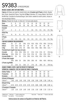 the size chart for women's pants and top