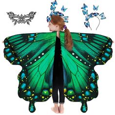 PRICES MAY VARY. Butterfly Wings for Halloween: The new version of the butterfly shawl costume has a brighter color design. The pretty butterfly wings cape will make your girls look so cute as a butterfly and a focus one of Halloween party Premium Material: Butterfly costume is made of 100% soft chiffon polyester fabric which is a lightweight, soft, breathable, comfortable and colorfast material. The Butterfly Wings Shawl is 53 x 43 inches and fits kids ages 5-16. One size fits all kids Rich Acc Pretty Butterfly Wings, Butterfly Costume Kids, Girls Butterfly Costume, Fairy Costume For Girl, Butterfly Shawl, Fairy Wings Costume, Halloween Wings, Pretend Play Costumes, Butterfly Fairy Wings