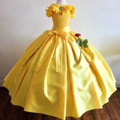 Princess Belle inspired Gown Prom Belle Dress Brooch Age 3 Belle Inspired Dress, Belle Tutu, Mermaid Tutu, Beauty And The Beast Party, Disney Belle, Girls Costumes, Disney Princess Belle, Disney Princess Dresses, Belle Dress