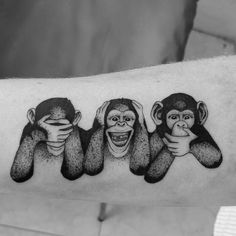 three wise monkeys tattoo on the arm