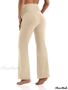 Olivia Mark - High Waist Wide Leg Pants, Solid Casual Pants, Women's Clothing Stretch Wide-leg Bottoms In Solid Color, Solid Color Wide Leg Pants With 4-way Stretch, Solid High Waist Yoga Pants With 4-way Stretch, 4-way Stretch Yoga Pants With Wide Waistband, Solid Color High Waist 4-way Stretch Yoga Pants, High Waist Wide Leg Pants, Leg Pants, Casual Pants, Wide Leg Pants