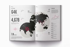 an open book showing the numbers and locations of people around the world in black and white