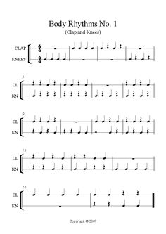 the body and numbers sheet music for kids