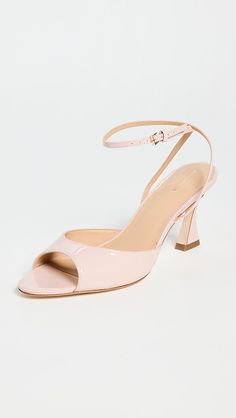 Reformation Noa Heeled Sandals | Shopbop Rose Gold Low Heels, Nude Dress Shoes, Light Pink Pumps, Formal Open Toe Slingback Pumps With Contrasting Heel, Leather Open Toe Slingback Pumps With Contrasting Heel, Fitted Ankle Strap Sandals With Leather Sole, Leather Slingback Pumps With Single Toe Strap, Spring Patent Leather Heels With Leather Sole, Patent Leather Ankle Strap Sandals With Reinforced Heel