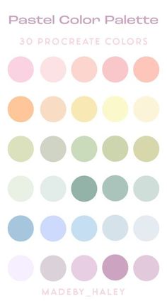 the pastel color palette is shown with different colors